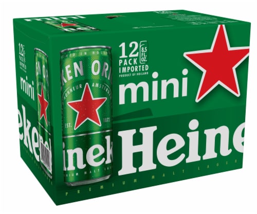 Heineken Original Lager Beer, 12 Pack, 8.5 fl oz Cans Perspective: front