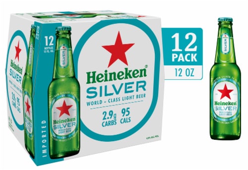 Heineken® Silver Lager Beer Bottles Perspective: front