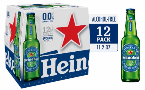 Heineken 0.0 Non-Alcoholic Beer Bottles Perspective: front