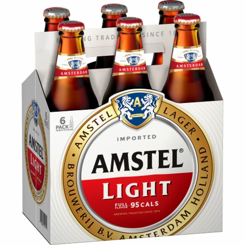 Amstel Light Lager Beer, 6 Pack, 12 fl oz Bottles Perspective: front