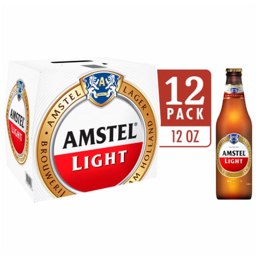Amstel Light Lager Beer, 12 Pack, 12 fl oz Bottles Perspective: front