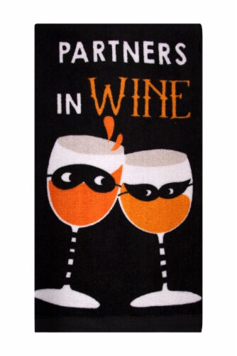 RITZ Partners in Wine Fiber Reactive Kitchen Towel - Black Perspective: front