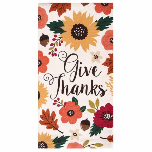 Print Dual Kitchen Towel - Autumn Bouquet Give Thanks Perspective: front