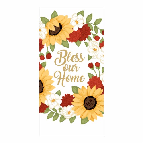 RITZ Home Sunflower Wreath Foil Kitchen Towel Perspective: front