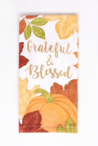 Print Dual Foil Kitchen Towel - Grateful Pumpkin Perspective: front
