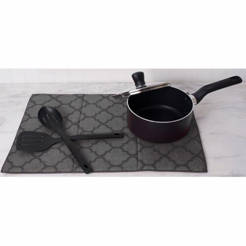 RITZ® 90673 Trellis Dish Drying Mat Black Perspective: front