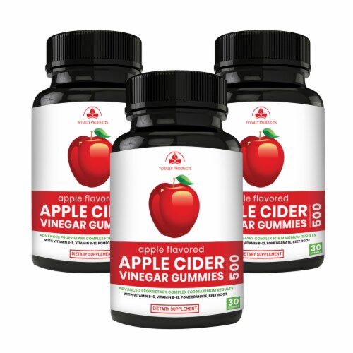 Apple Cider Vinegar Gummies with Pomegranate, Beet Root And Vitamin B6 (3 bottles) Perspective: front