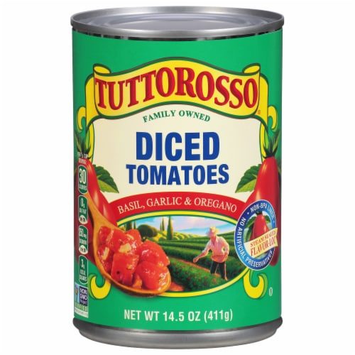 Tuttorosso® Basil Garlic & Oregano Diced Tomatoes Perspective: front