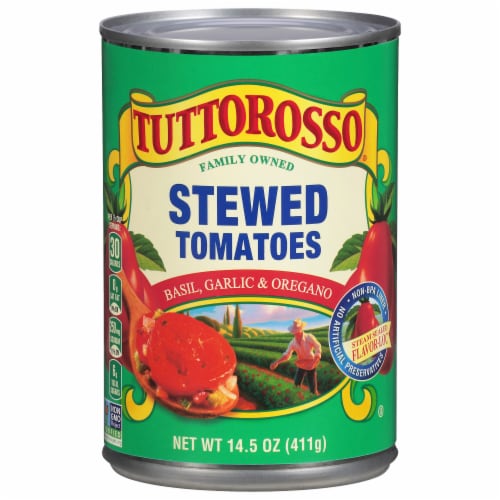 Tuttorosso® Basil Garlic & Oregano Stewed Tomatoes Perspective: front