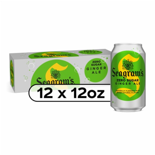 Seagram's® Ginger Ale Caffeine Free Zero Sugar Soda Cans Perspective: front