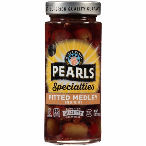 Pearls Pitted Medley Greek Olives Perspective: front