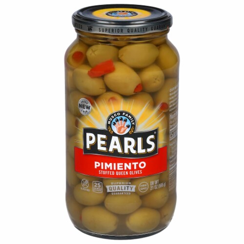 Pearls® Pimiento Stuffed Queen Green Olives Perspective: front