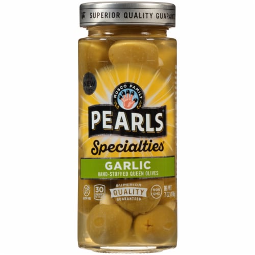 Pearls® Specialties® Garlic Stuffed Queen Olives Perspective: front