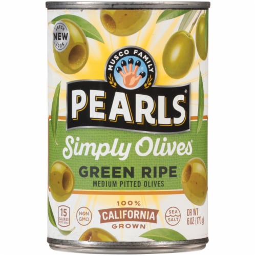 Pearls® Simply Olives Green Ripe Medium Pitted California Olives Perspective: front
