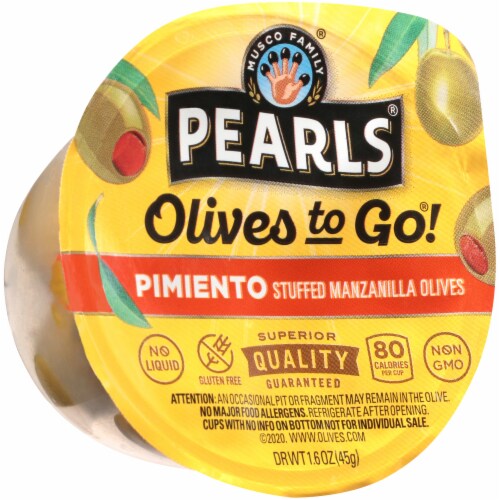 Pearls® Olives To Go Pimento Stuffed Spanish Green Olives Perspective: front