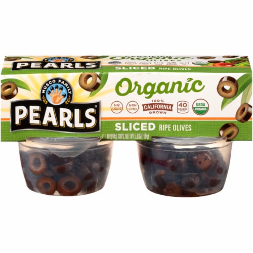 Pearls Organic Sliced Ripe Olive Cups 4 Count Perspective: front