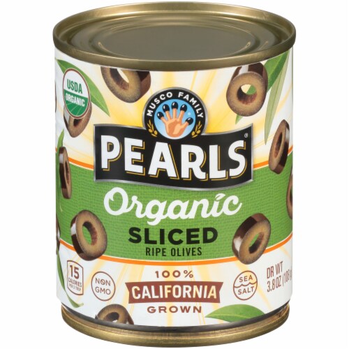 Pearls Organic Sliced Ripe Black Olives Perspective: front