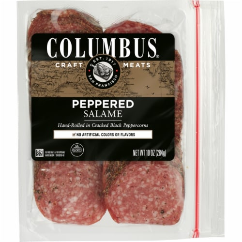 Columbus® Sliced Peppered Salame Perspective: front