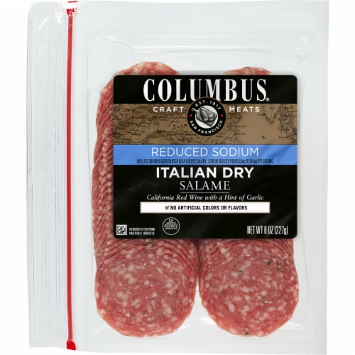 Columbus® Sliced Reduced Sodium Italian Dry Salame Perspective: front