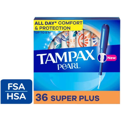 Tampax Pearl Super Plus Absorbency with LeakGuard Braid Unscented Tampons Perspective: front