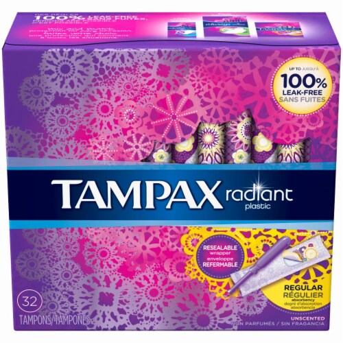 Tampax Radiant Regular Unscented Tampons Perspective: front