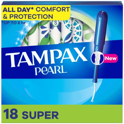 Tampax Pearl Super Absorbency Leak Guard™ Protection Unscented Tampons Perspective: front