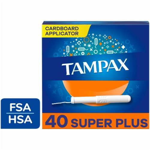 Tampax Cardboard Applicator Tampons Super Plus Absorbency Unscented Perspective: front