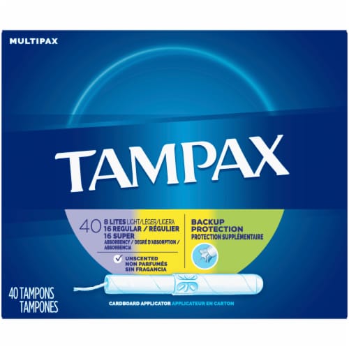 Tampax Light/Regular/Super Cardboard Applicator Tampons Perspective: front