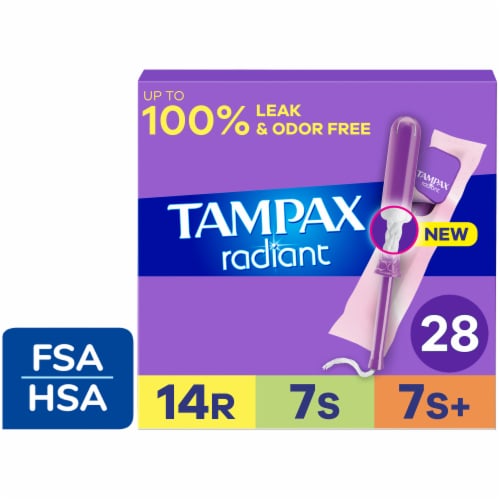 Tampax Radiant Trio Pack Regular/Super/Super Plus Absorbency Unscented Tampons Perspective: front