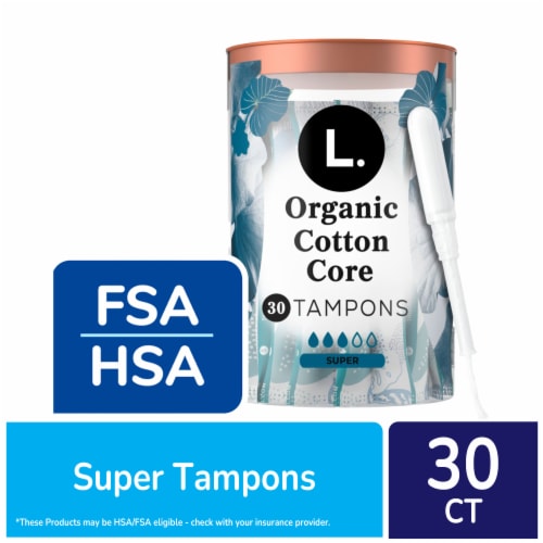 L. Organic Cotton Core Tampons Super Absorbency Perspective: front