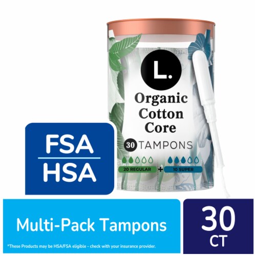 L. Organic Cotton Multipack Tampons Regular + Super Absorbency, 30 count