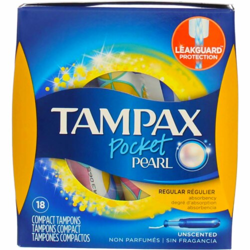 Tampax Pocket Pearl Unscented Regular Tampons, 18 ct - Kroger