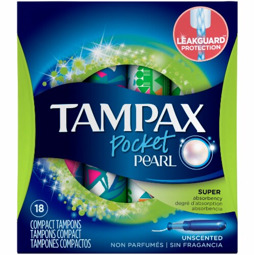 Tampax Pearl Pocket Unscented Super Tampons, 18 ct - Foods Co.