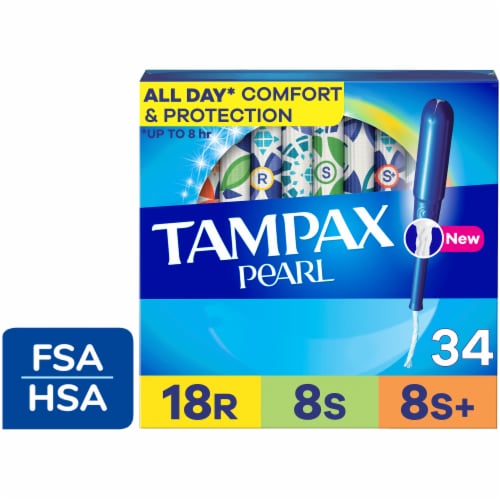 Tampax Pearl Regular/Super/Super Plus Absorbency with LeakGuard Braid Unscented Tampons Trio Pack Perspective: front