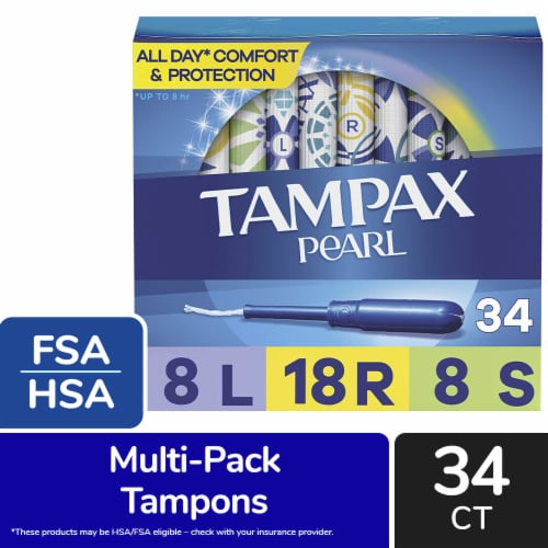 Tampax Pearl LeakGuard Protection Tampons Trio Pack Light/Regular/Super Absorbency Unscented Perspective: front