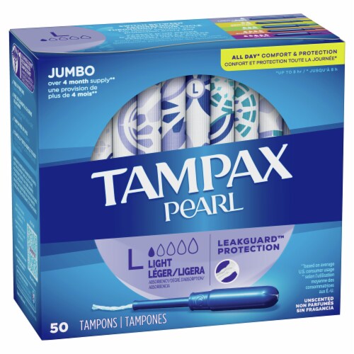 Tampax Pearl Light Unscented Tampons Perspective: front