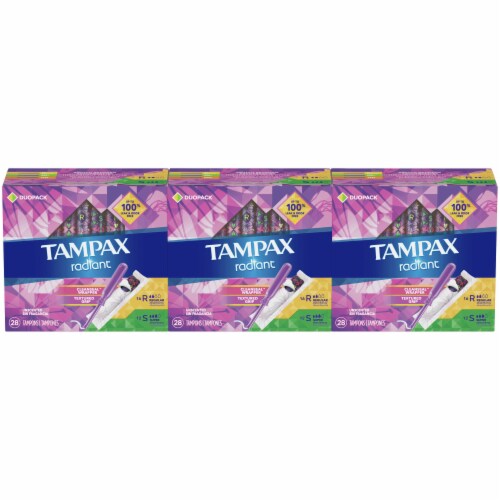 Tampax Radiant Variety Absorbency Tampons Duopack Perspective: front