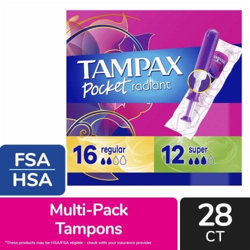 Tampax Compact Radiant Tampons Duo Pack Regular/Super Absorbency Unscented Perspective: front