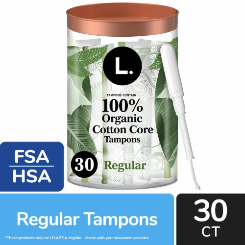 L. Organic Cotton Core Tampons Regular Absorbency Perspective: front