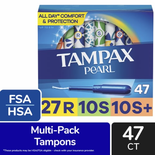 Tampax Pearl LeakGuard Protection Tampons Trio Pack Regular/Super/Super Plus Absorbency Unscented Perspective: front