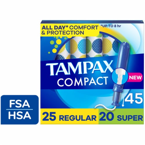 Tampax Compact Pearl Tampons LeakGuard Protection Duo Pack Regular/Super Absorbency Perspective: front