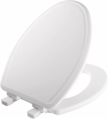 Mayfair Enlongated Molded Wood Toilet Seat - White Perspective: front