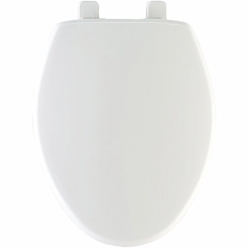 Mayfair Slow Close Elongated Plastic Toilet Seat - White Perspective: front