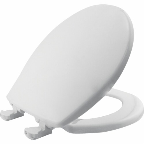 Mayfair Slow Close Round White Plastic Toilet Seat Perspective: front