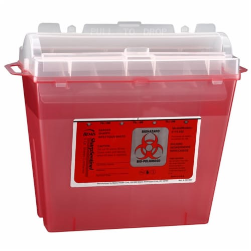 Bemis Sentinel Sharps Container 1.25 gal. Horizontal Entry Perspective: front