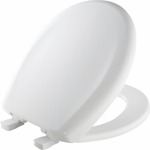 Mayfair White Round Plastic Toilet Seat Perspective: front