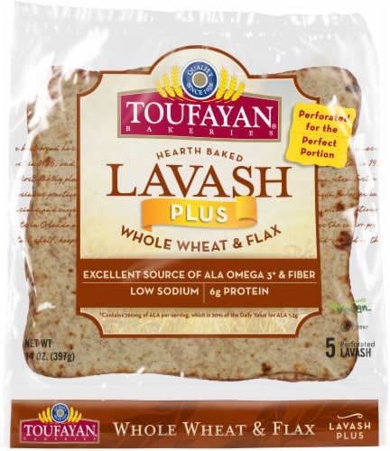 Toufayan Lavash Plus Whole Wheat & Flax Wraps Perspective: front