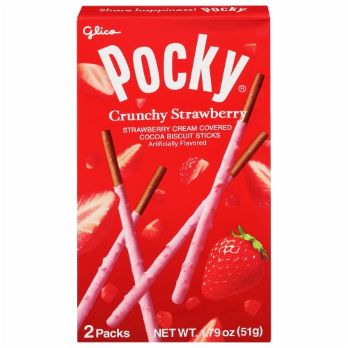 Pocky® Crunchy Strawberry Cream Covered Chocolate Biscuit Sticks Perspective: front