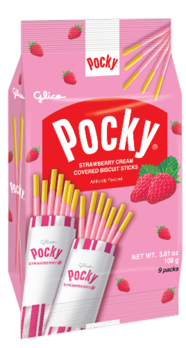 Pocky® Strawberry Cream Covered Biscuit Sticks Perspective: front
