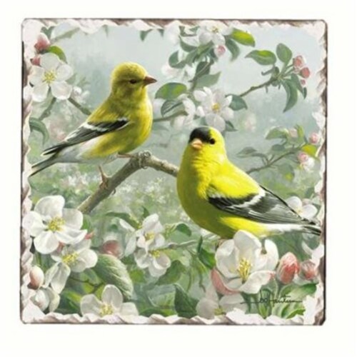 Counter Art CART11295 Goldfinches Number 1 Single Tumbled Tile Coaster Perspective: front